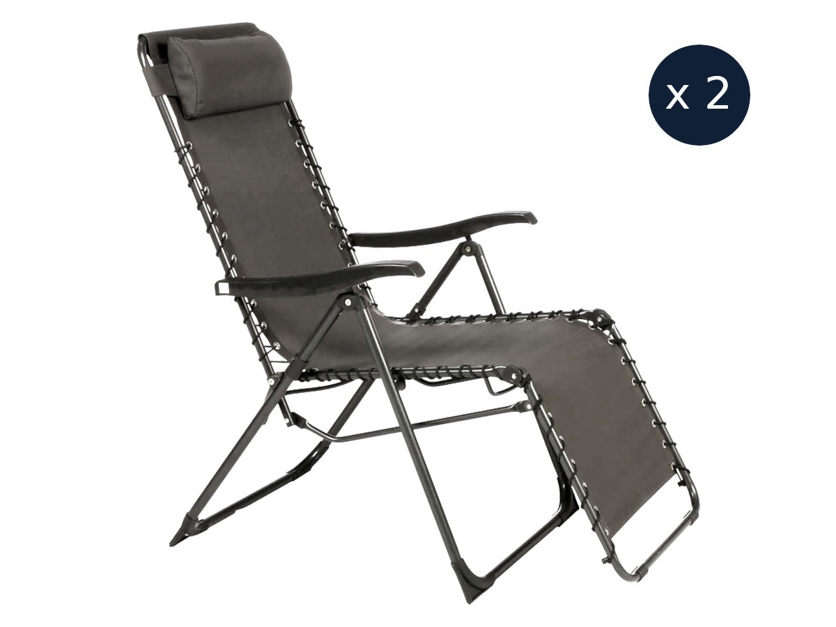 Hesperide 2 Fauteuils de jardin relax SILOS Gris anthracite - Hespéride