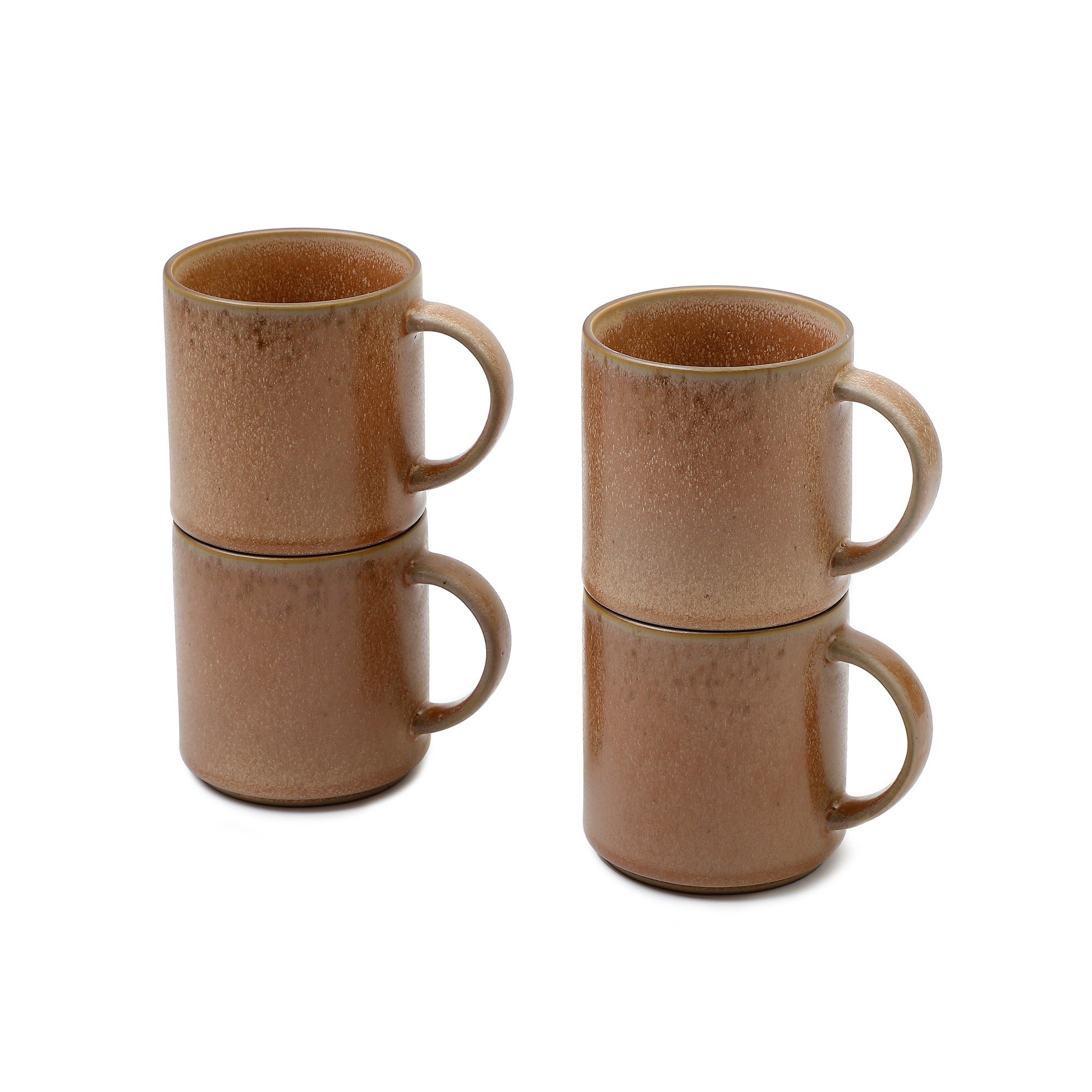 Sia Déco Set de 4 tasses en grès marron D10