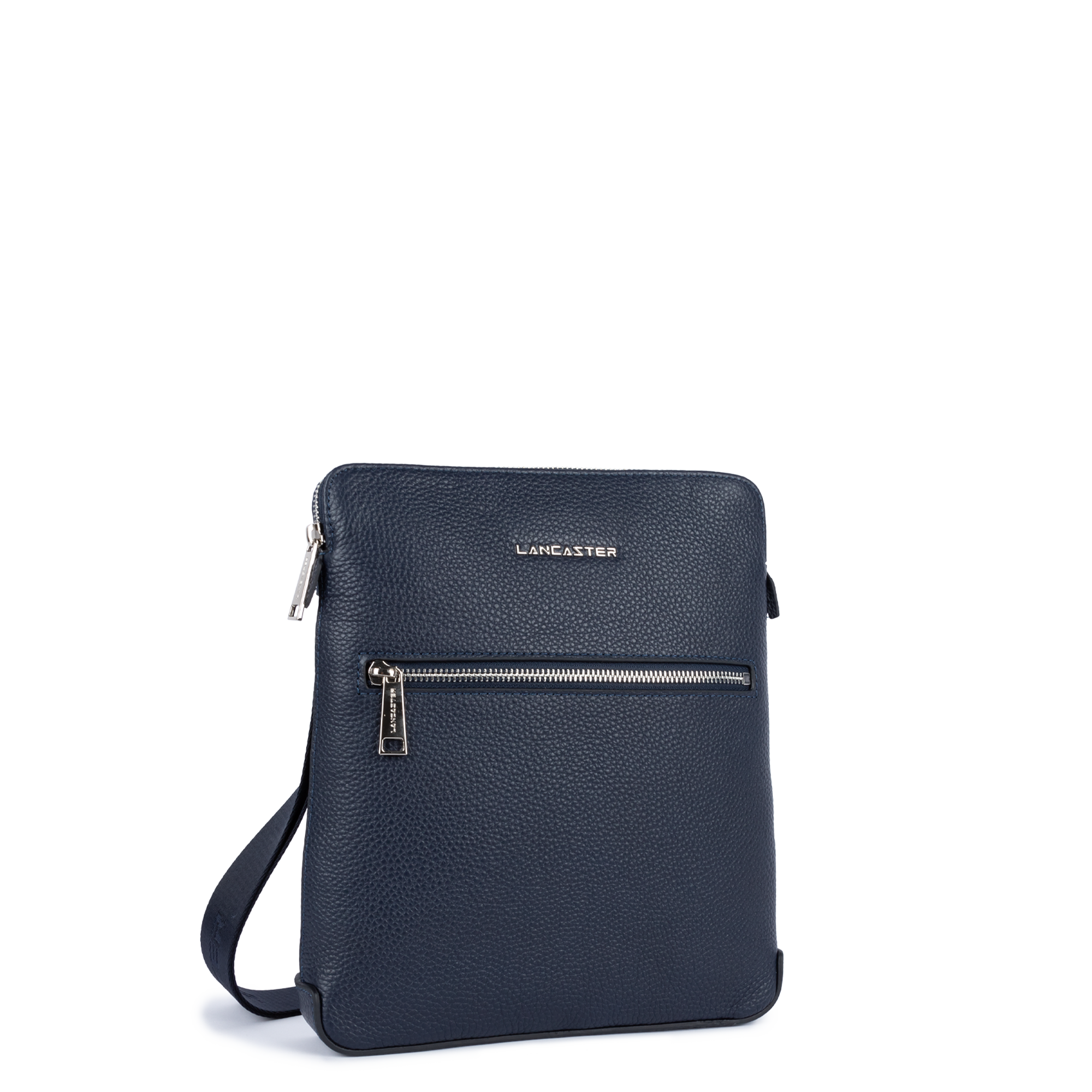 LANCASTER Gentlemen Harry Pochette Cuir De Vachette Grainé Noir - Élégance Française
