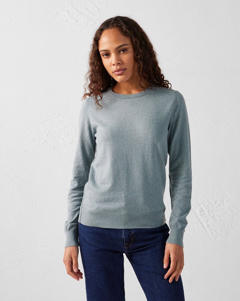 Pull en maille col rond Vert minéral Heloise - 7176
