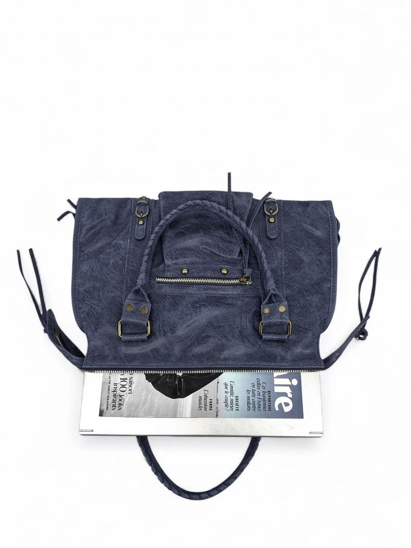 Sac à main en cuir brossé mat SANDSTORM Bleu marine