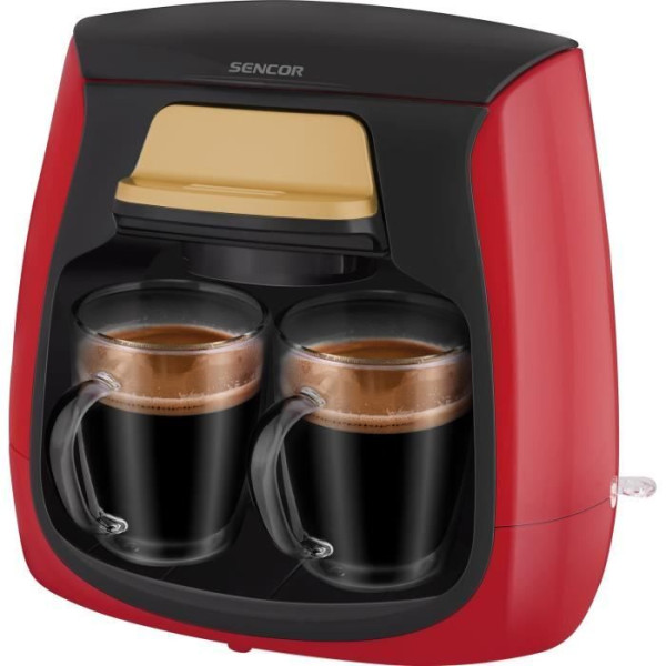 Look & Feel Machine a Cafe - Cafetiere Electrique  a café - SENCOR - SCE 2101RD - 0,3 L - 500 W - 2 tasses incluses - Rouge
