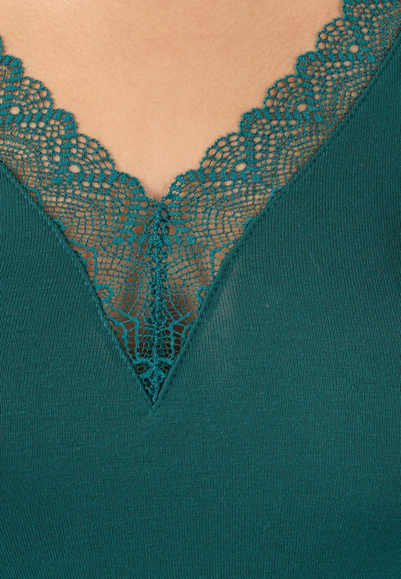 Damart T-shirt dentelle manches longues Thermolactyl Sensitive Vert Femme