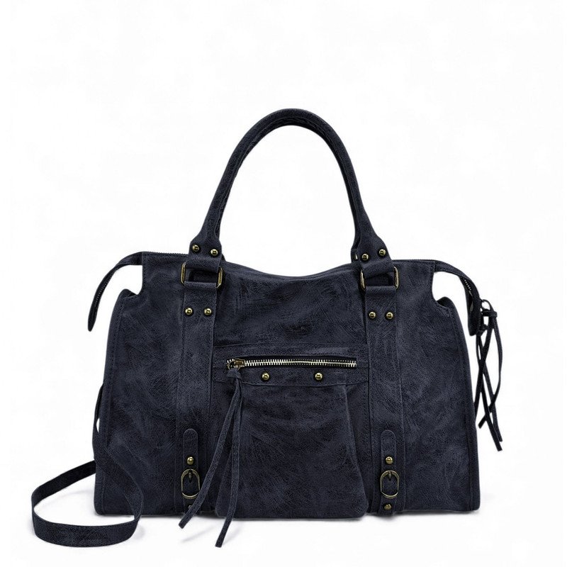 Sac à main en cuir brossé mat SANDSTORM Bleu marine