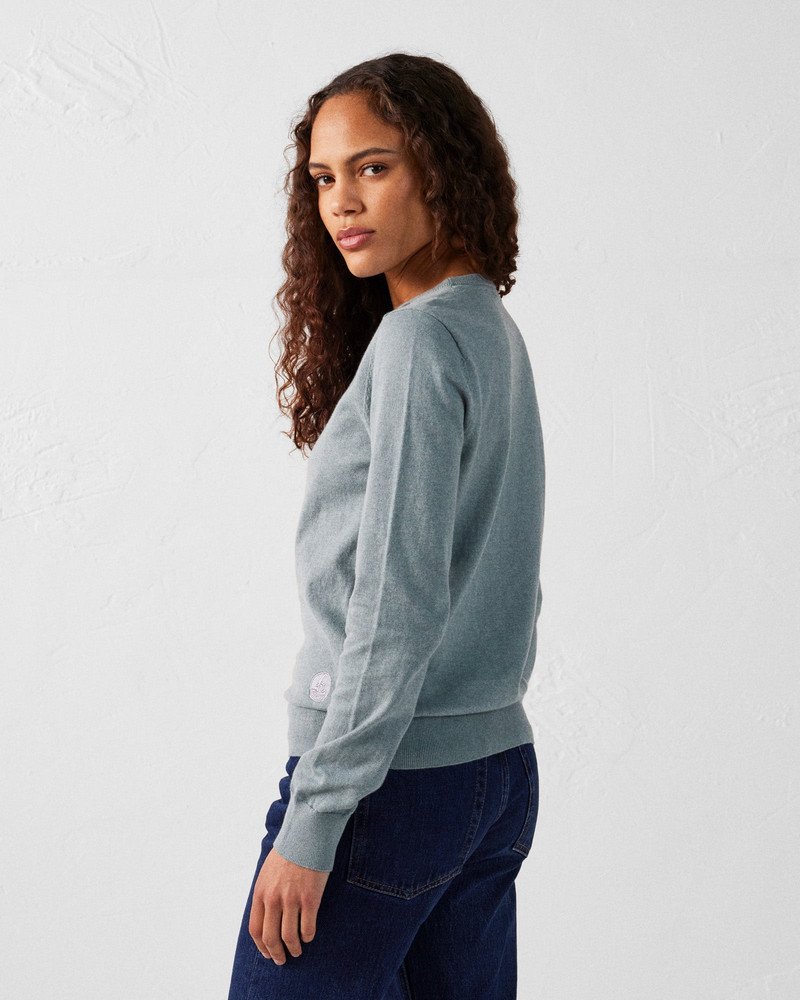 Pull en maille col rond Vert minéral Heloise - 7176