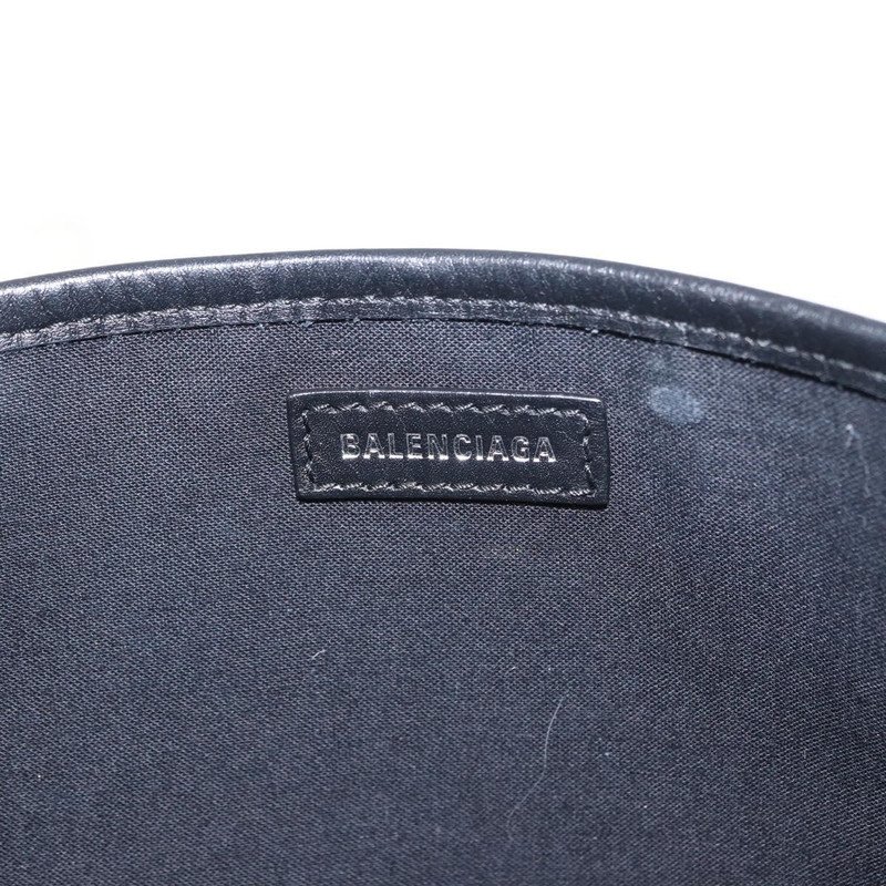 Balenciaga Cabas de lona azul marino con cuero mediano
