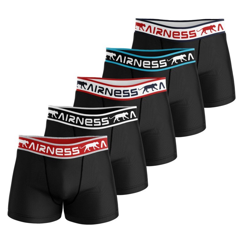 AIRNESS Lot de 5 boxers homme en coton ceintures colorées Starter - 186
