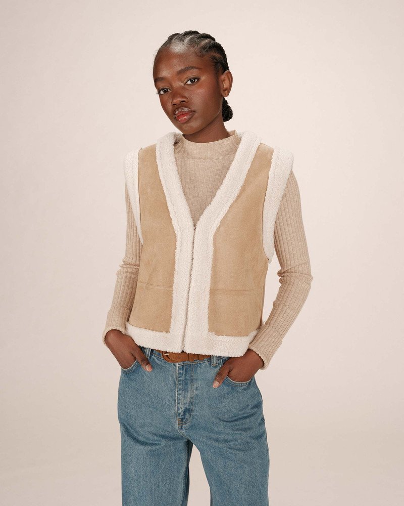 Sohen Veste en daim et shearling sable Sohen - 4250