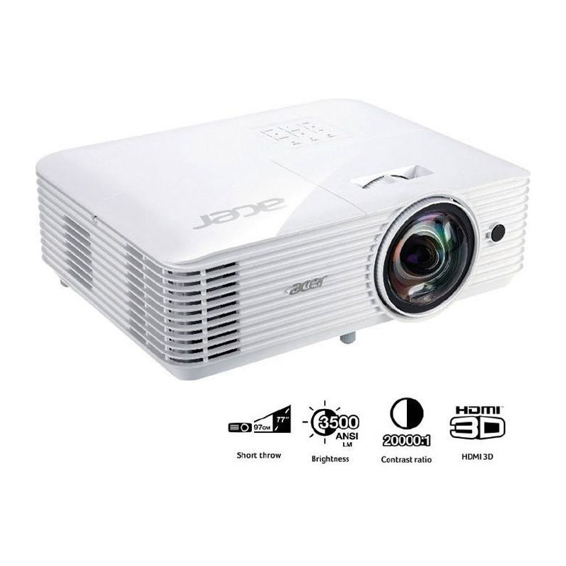 Acer ACER Projecteur DLP (Digital Light Processing) S1286H 4 3 XGA Résolution 1024 x 768 3500 lm 20,000 1 Avant et Arrière