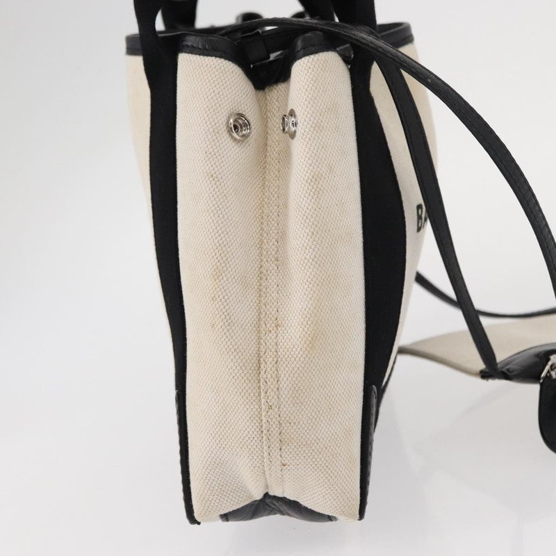 Balenciaga Cabas de lona azul marino con cuero mediano