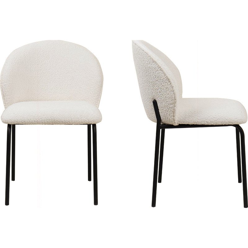 NOÉ - Lot de 2 chaises de salle à manger en tissu bouclette écru - 26495