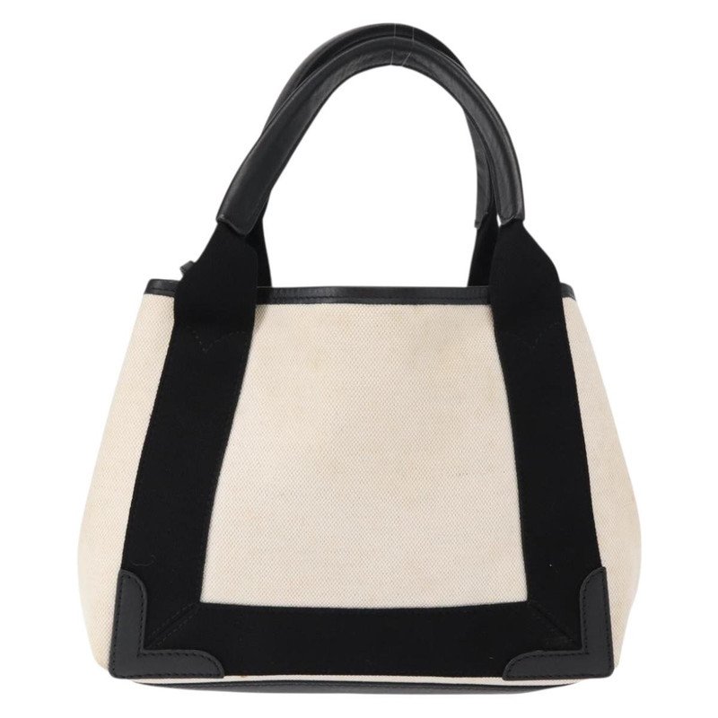 Balenciaga Cabas de lona azul marino con cuero mediano