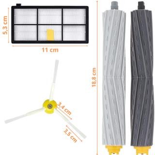 Pack de accesorios para iRobot Roomba Serie 800 900 850 860 870 880 890 960 971 980 990 Filtros/cepillos laterales/rodillos extractores Phonillico®