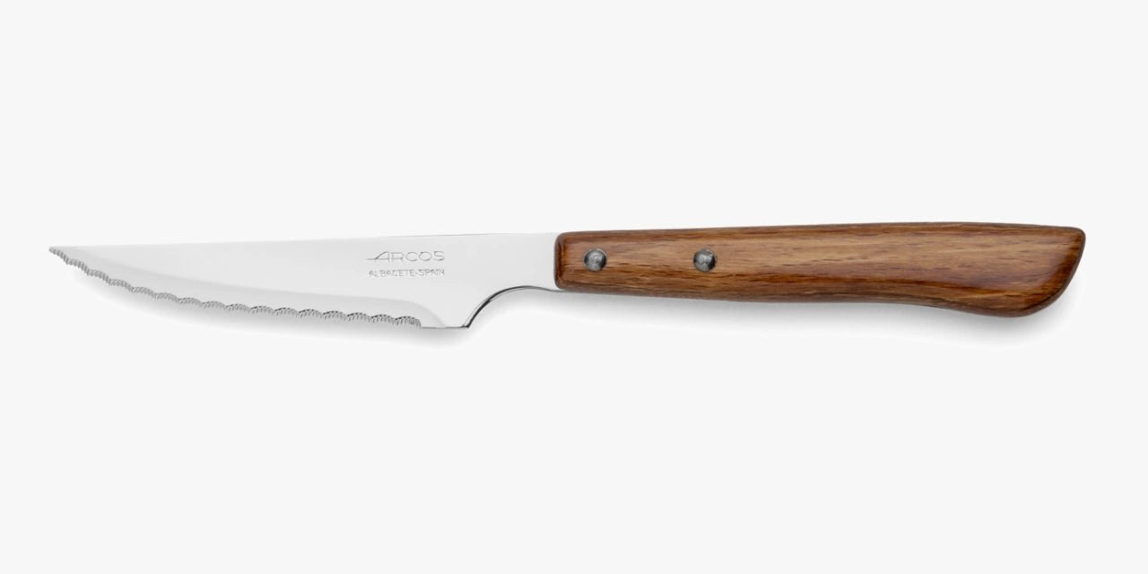 Arcos Cuchillo Chuletero Madera Haya Comprimida Con Sierra 105 mm