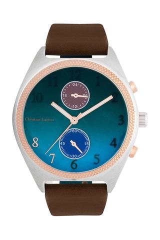 Reloj de cuarzo de piel VD36- Marrón oscuro y rosa dorado - Christian Lacroix