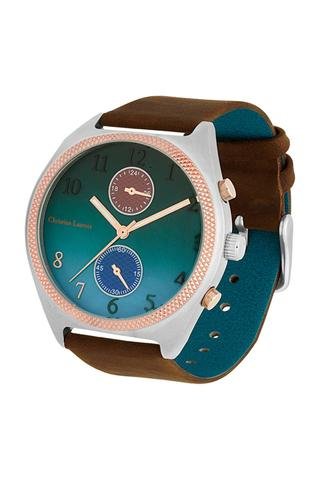 Reloj de cuarzo de piel VD36- Marrón oscuro y rosa dorado - Christian Lacroix