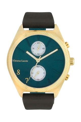 Reloj de cuarzo de piel VD36 - Negro y dorado - Christian Lacroix