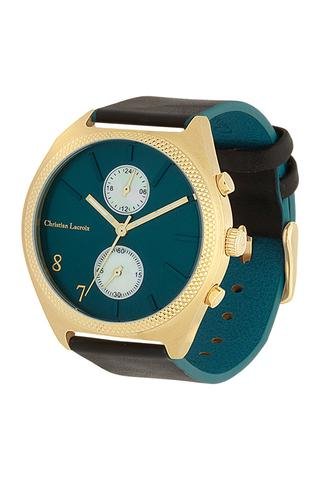 Reloj de cuarzo de piel VD36 - Negro y dorado - Christian Lacroix